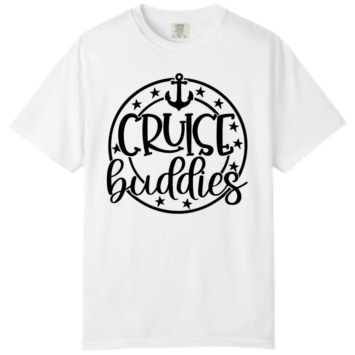 Cruise Buddies Anchor Circle Comfort Color in White