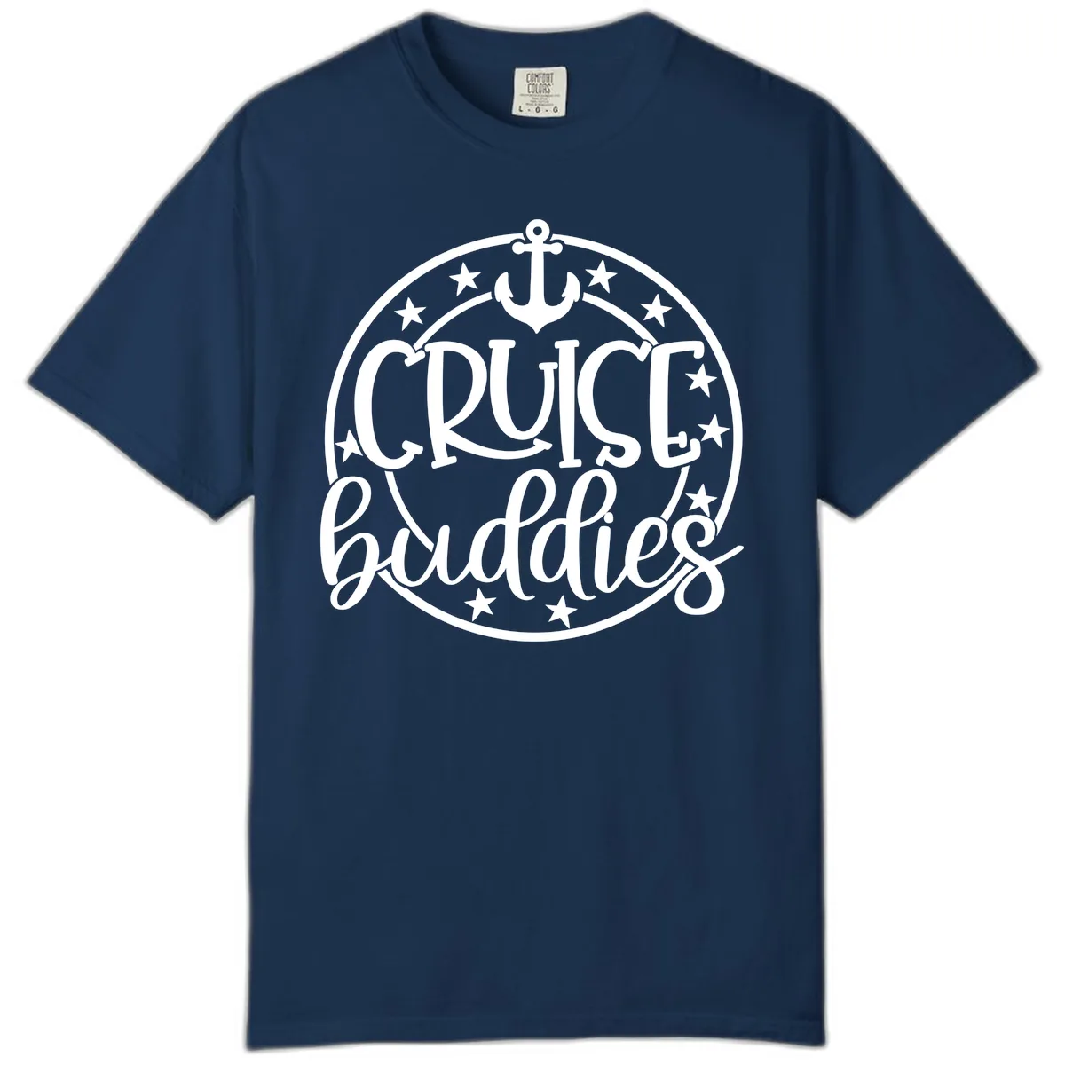 Cruise Buddies Anchor Circle Comfort Color in Navy
