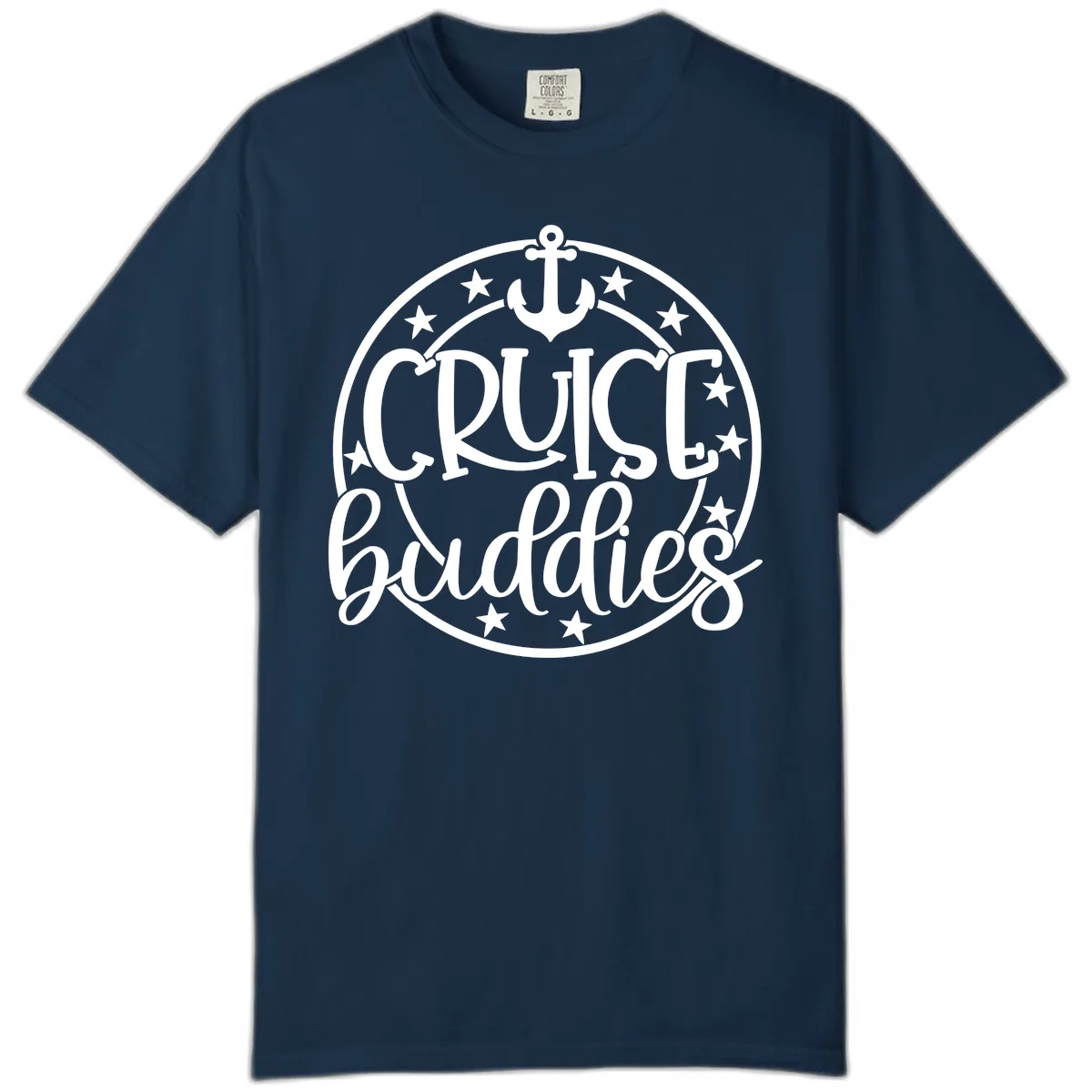 Cruise Buddies Anchor Circle Comfort Color in True Navy