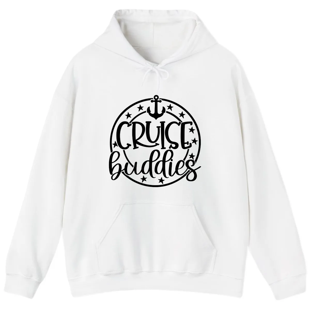 Cruise Buddies Anchor Circle Hoodie in White