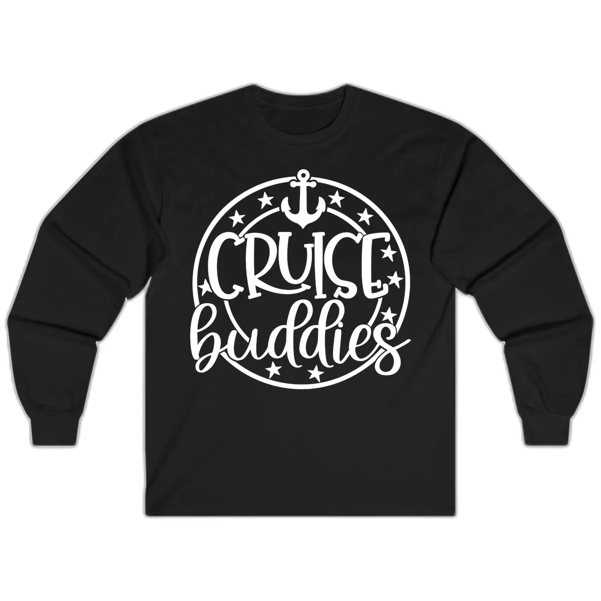 Cruise Buddies Anchor Circle Long Sleeve in Black