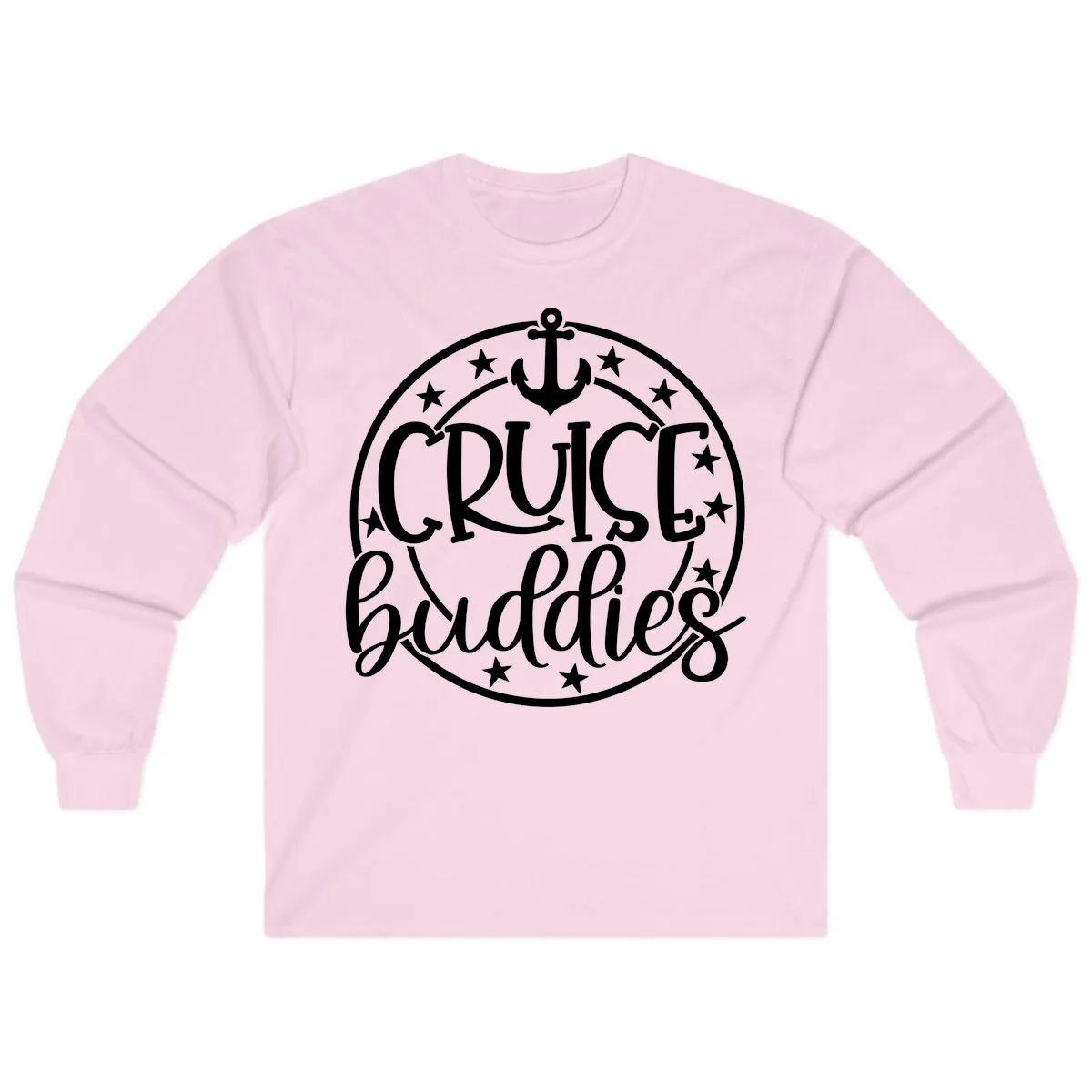 Cruise Buddies Anchor Circle Long Sleeve in Light Pink