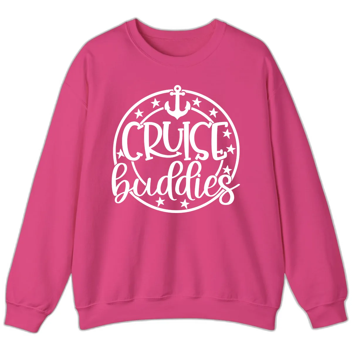 Cruise Buddies Anchor Circle Sweatshirt in Heliconia