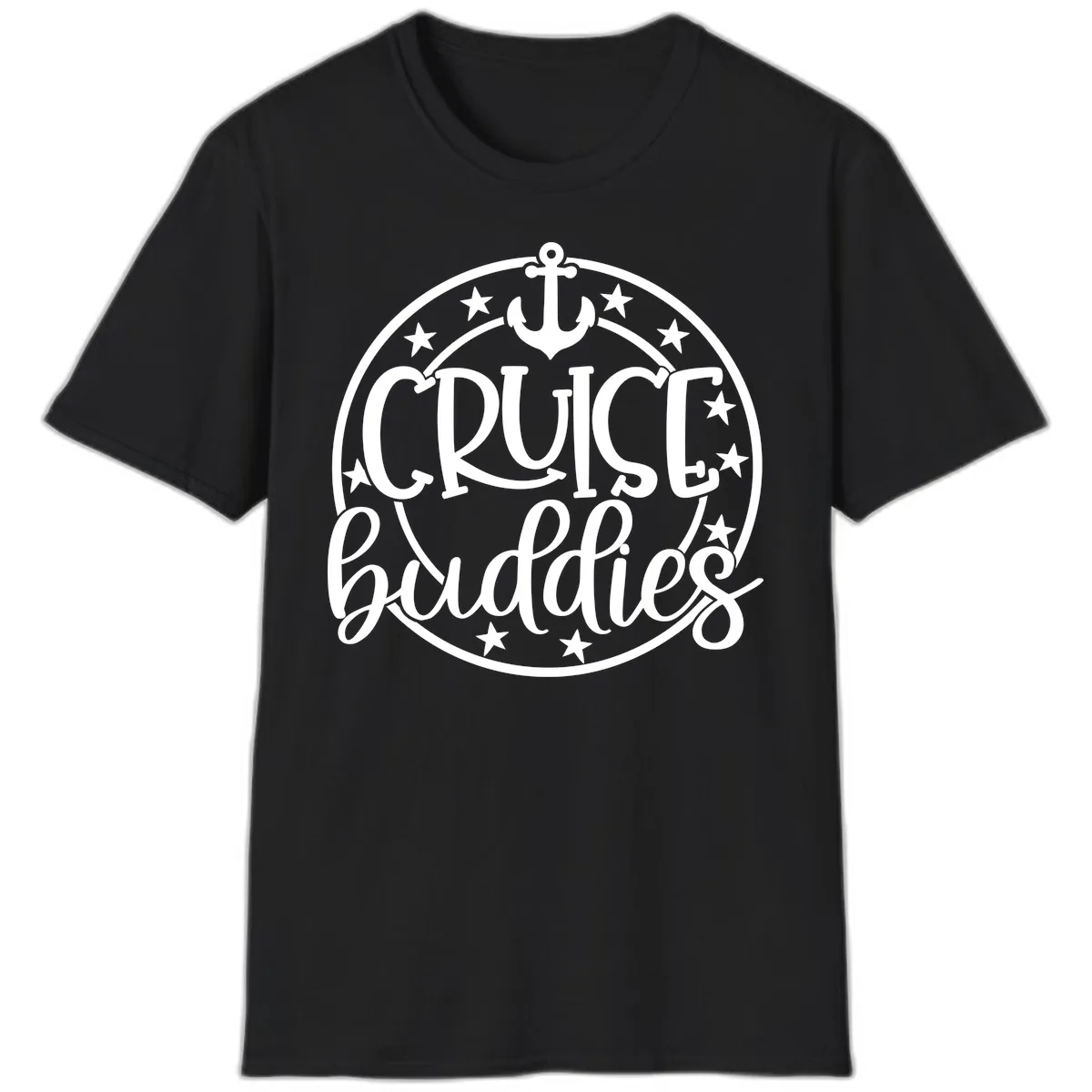 Cruise Buddies Anchor Circle T-Shirt in Black