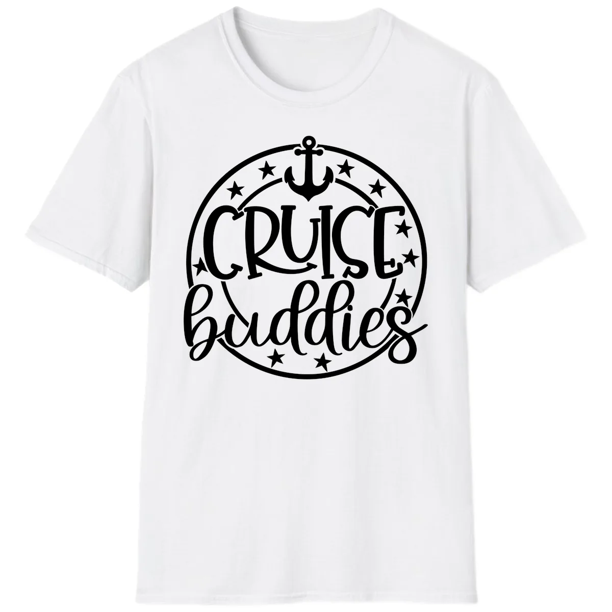 Cruise Buddies Anchor Circle T-Shirt in White