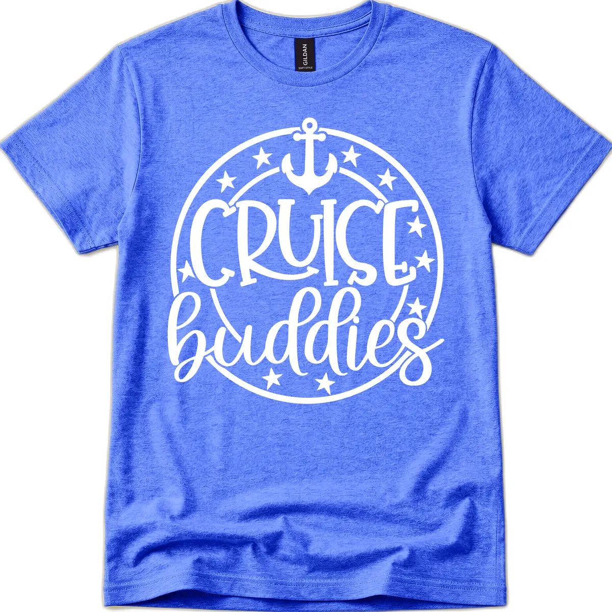 Cruise Buddies Anchor Circle T-Shirt in Heather Royal