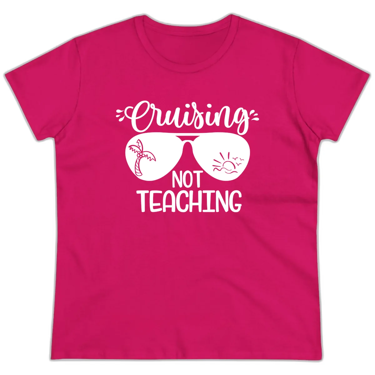 Cruising Not Teaching Ladies Tee in Heliconia