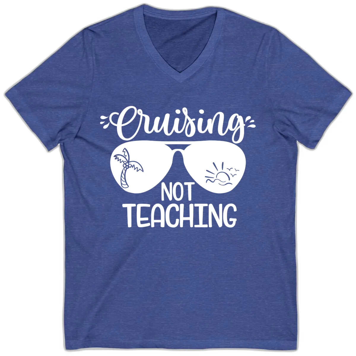 Cruising Not Teaching V-Neck in Heather True Royal