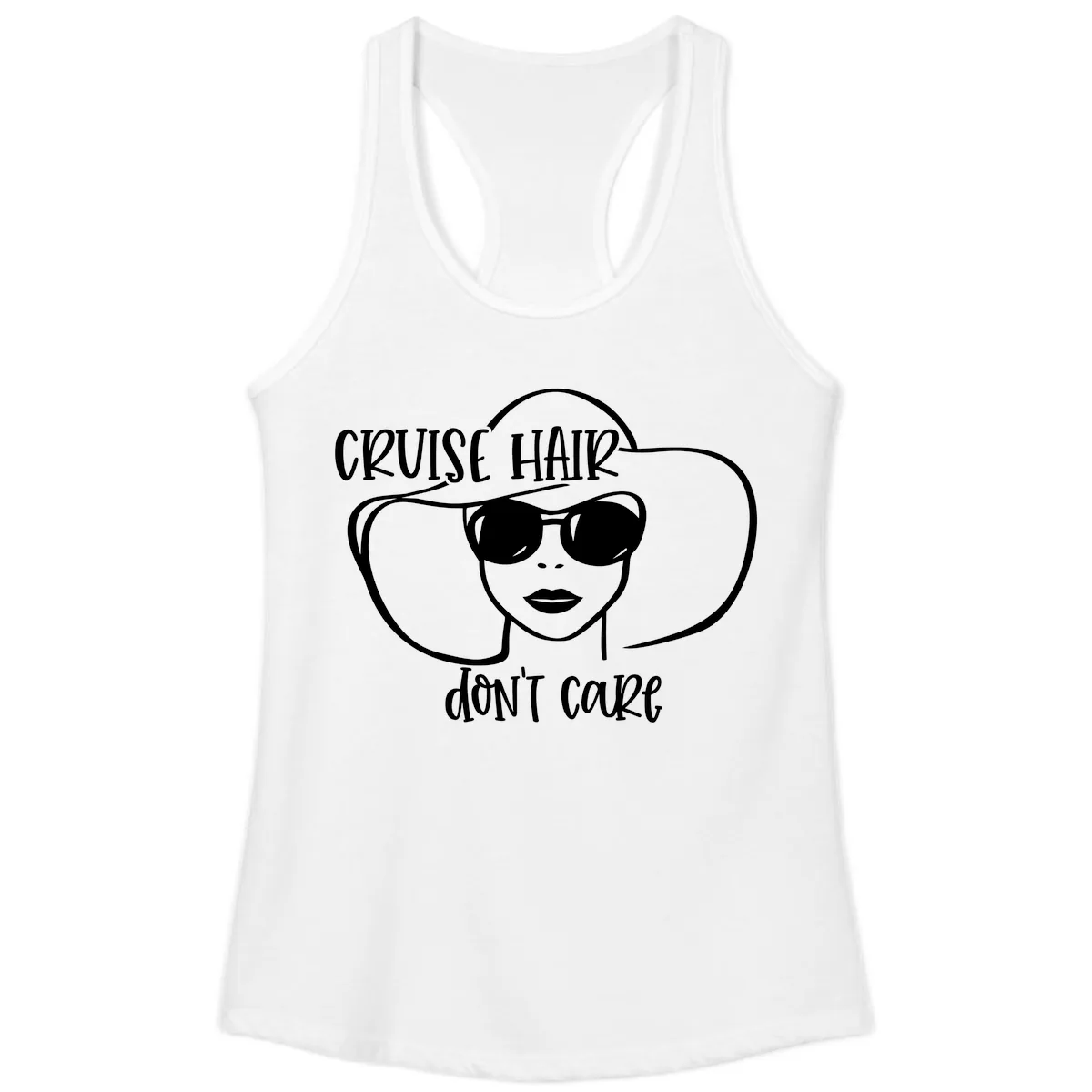 Cruise Hair Don't Care Ladies Tank in White