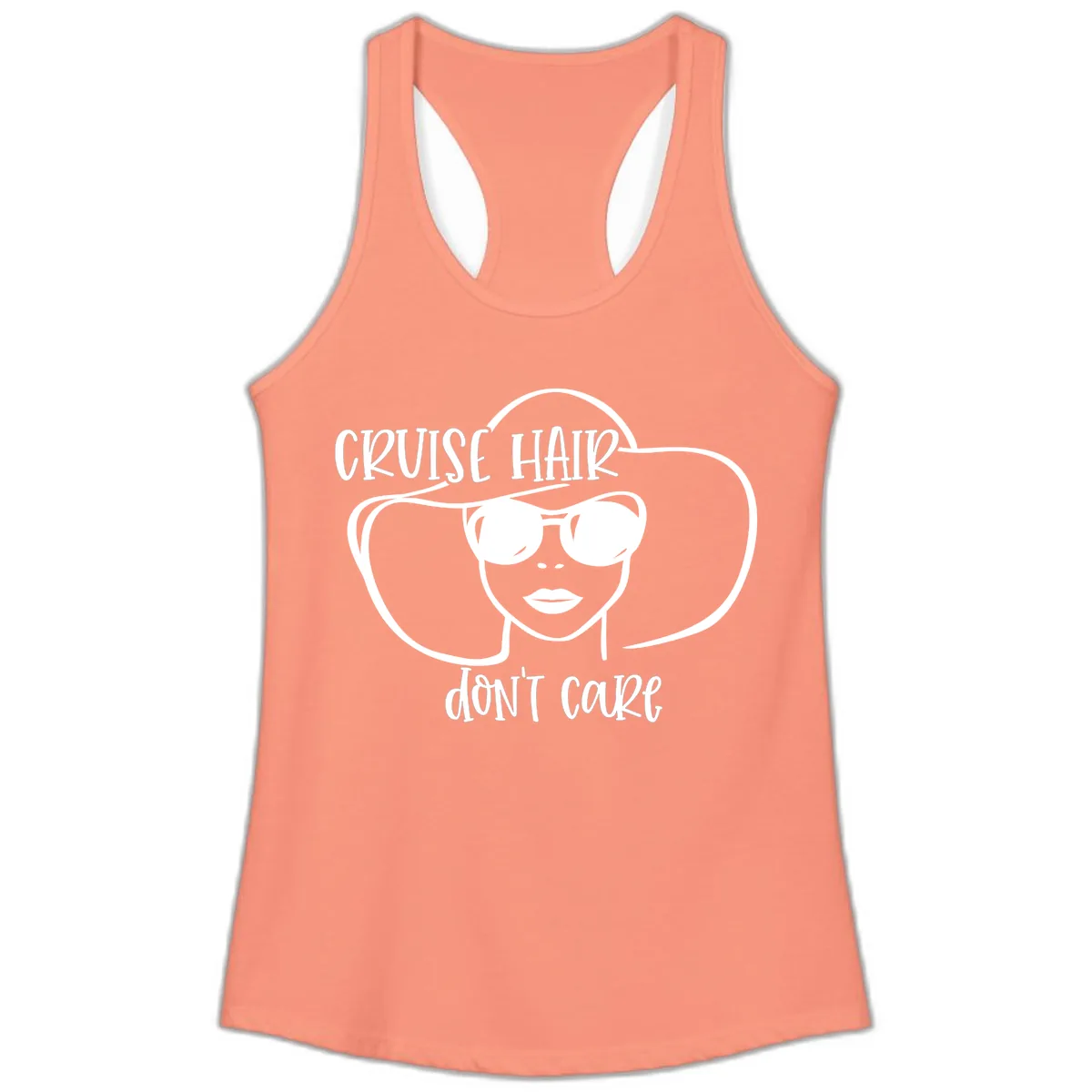 Cruise Hair Don't Care Ladies Tank in Solid Light Orange