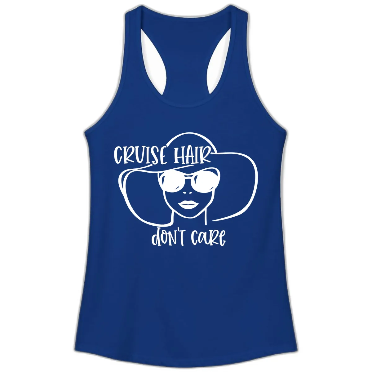Cruise Hair Don't Care Ladies Tank in Solid Royal