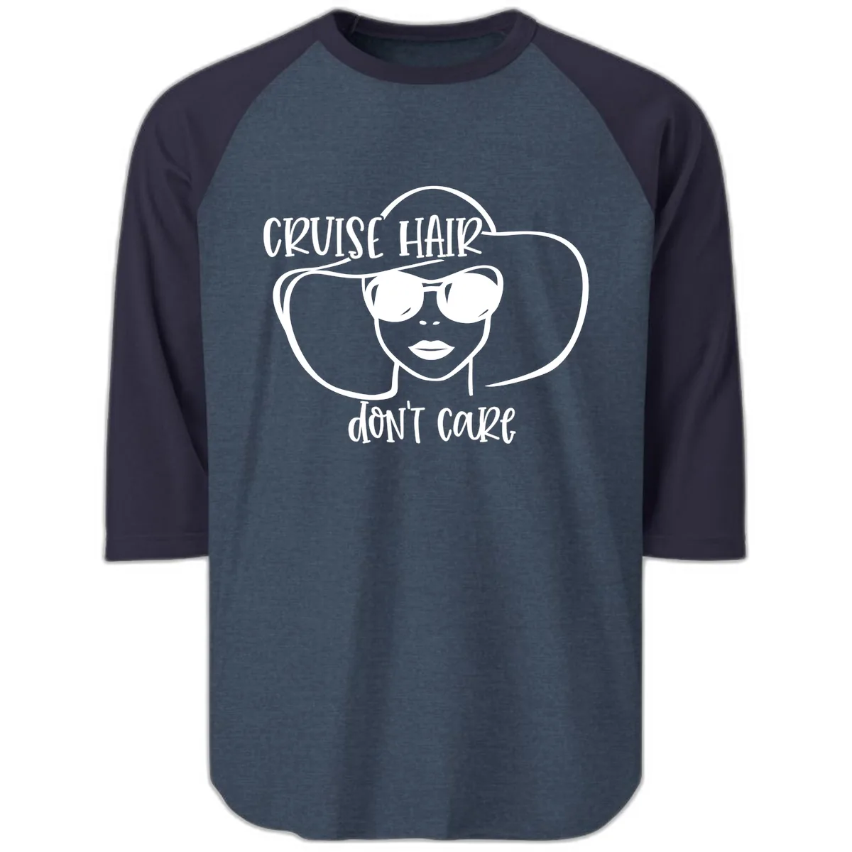 Cruise Hair Don't Care Raglan 3/4 in Heather Denim Navy