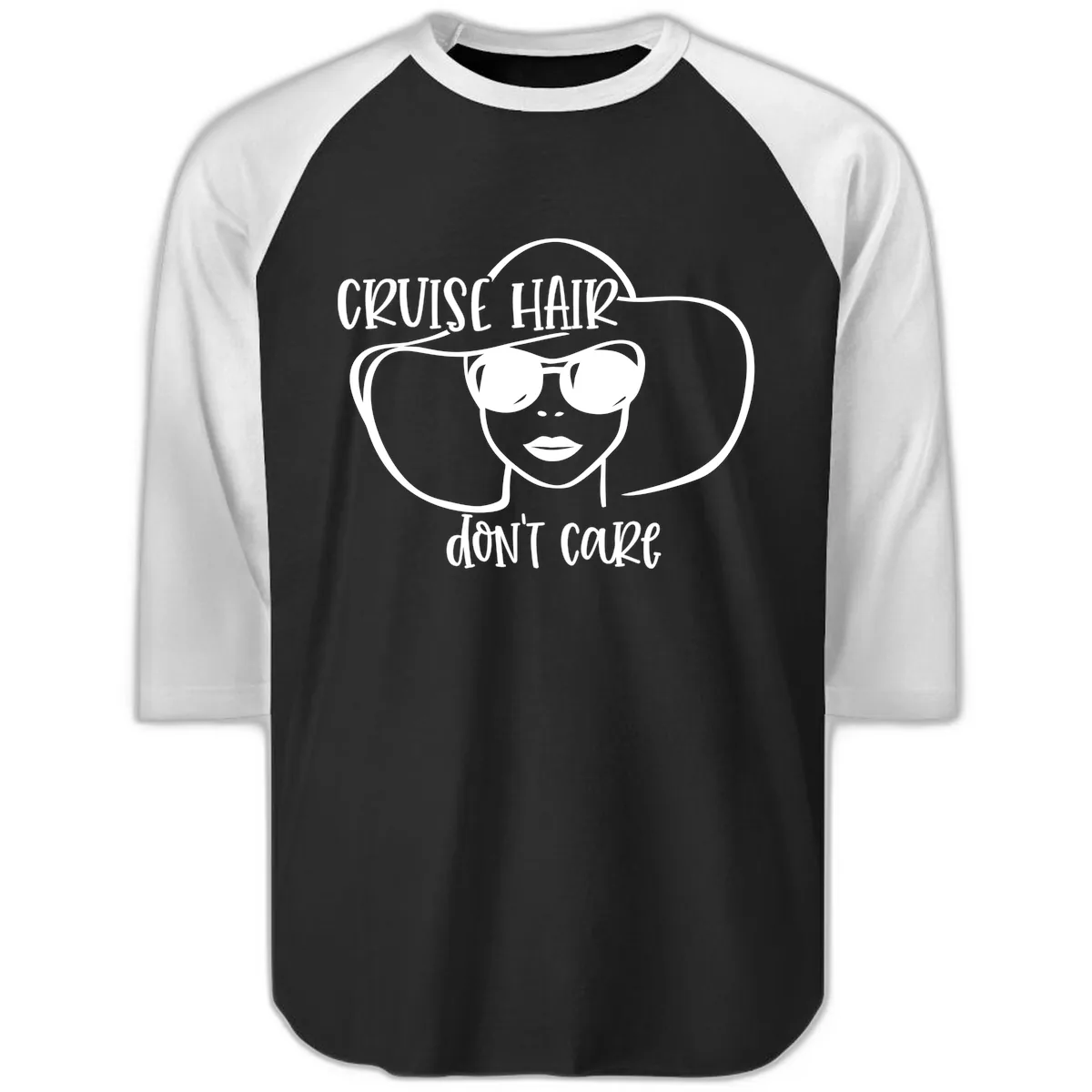 Cruise Hair Don't Care Raglan 3/4 in Black White