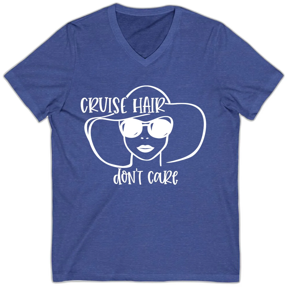 Cruise Hair Don't Care V-Neck in Heather True Royal