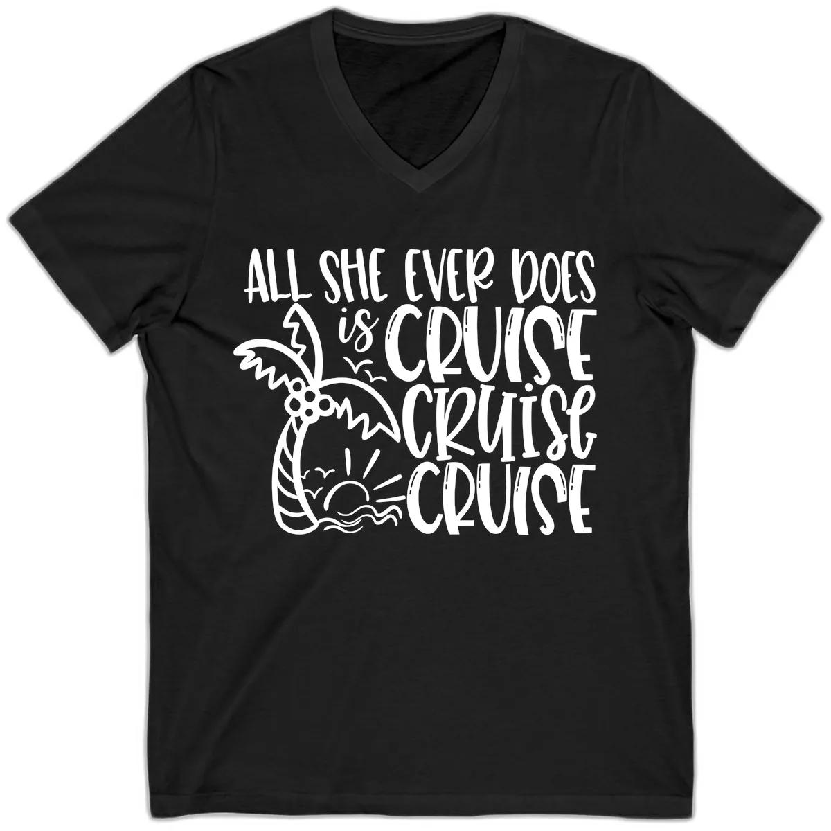 Cruise Cruise Cruise - All She Ever Does V-Neck in Black