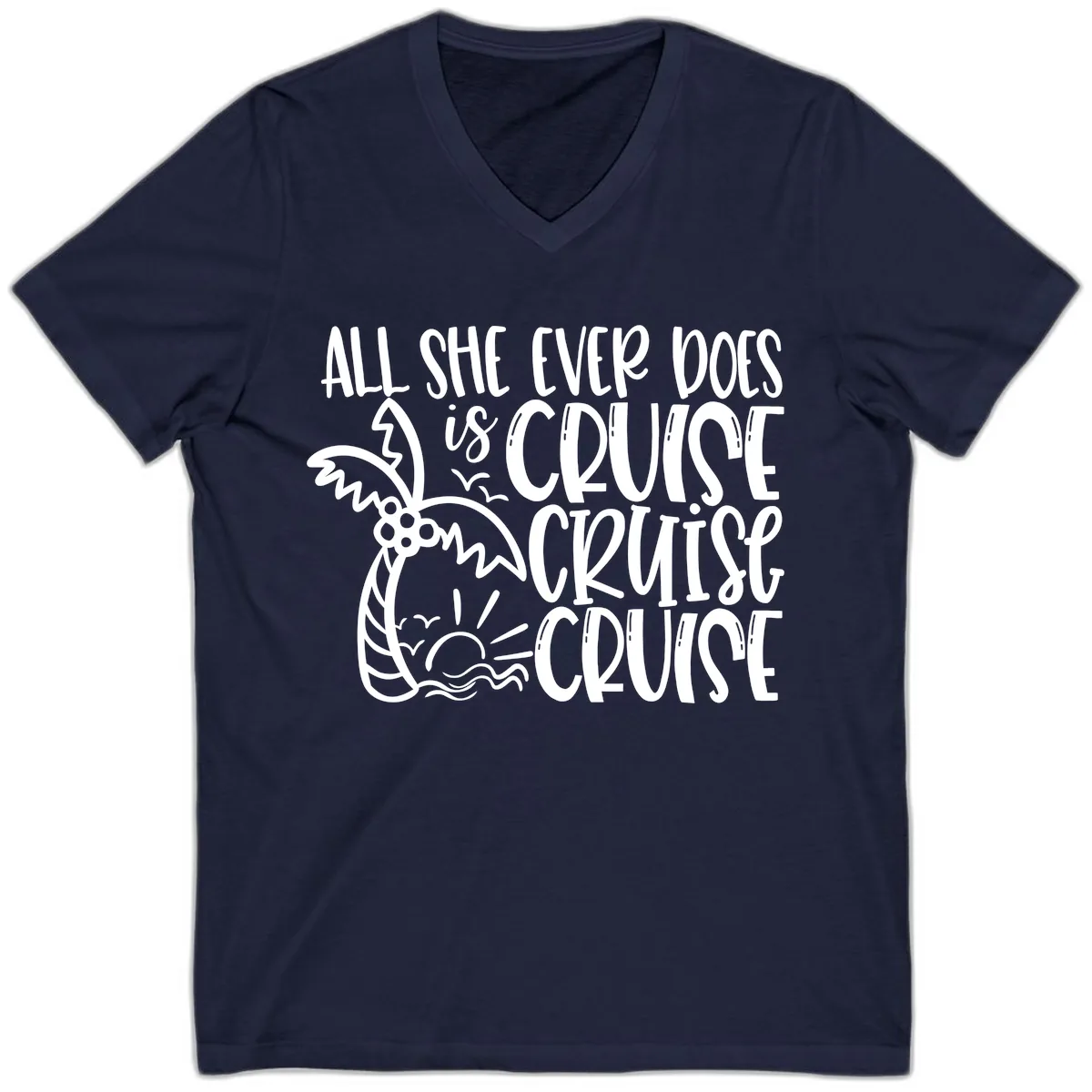 Cruise Cruise Cruise - All She Ever Does V-Neck in Navy