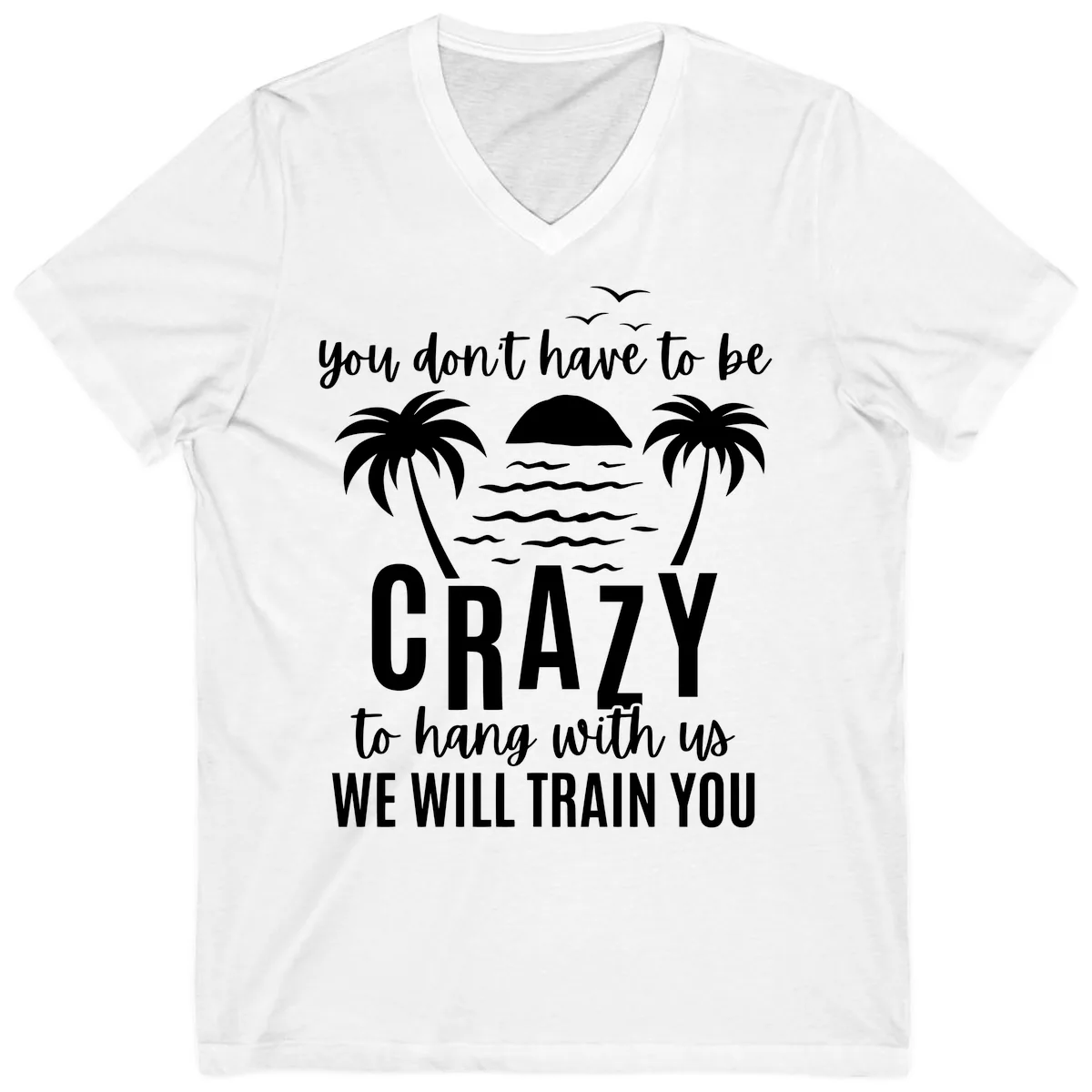 You Don't Have To Be Crazy To Hang With Us V-Neck in White