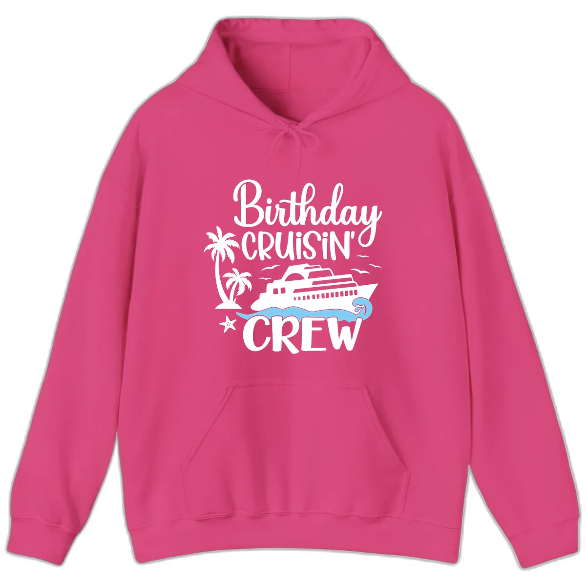 Birthday Cruisin' Crew Hoodie in Heliconia