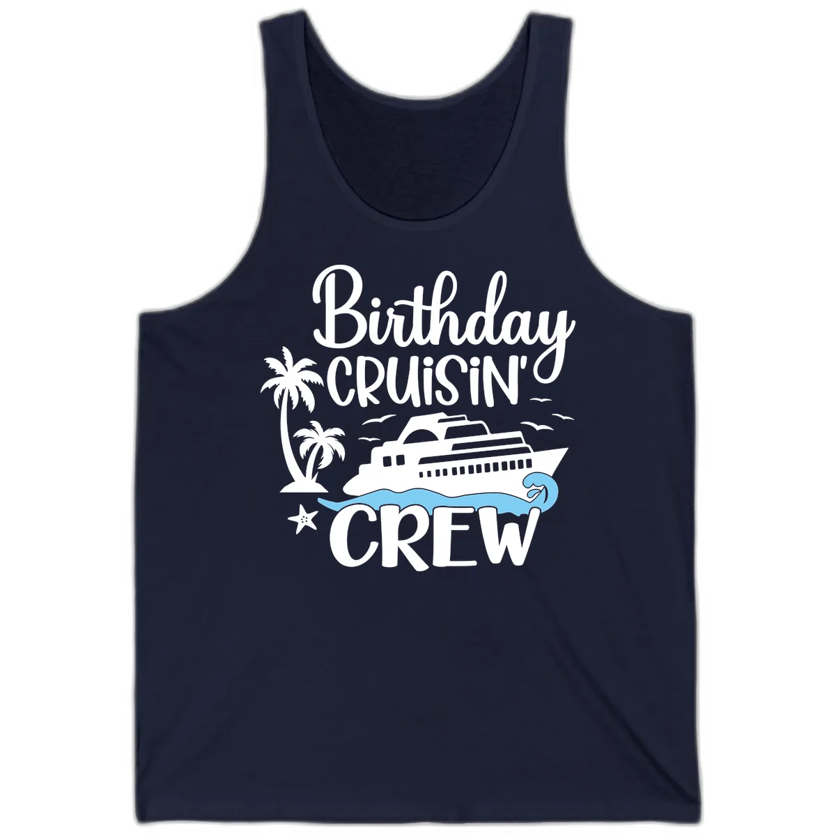 Birthday Cruisin' Crew Tank in Navy