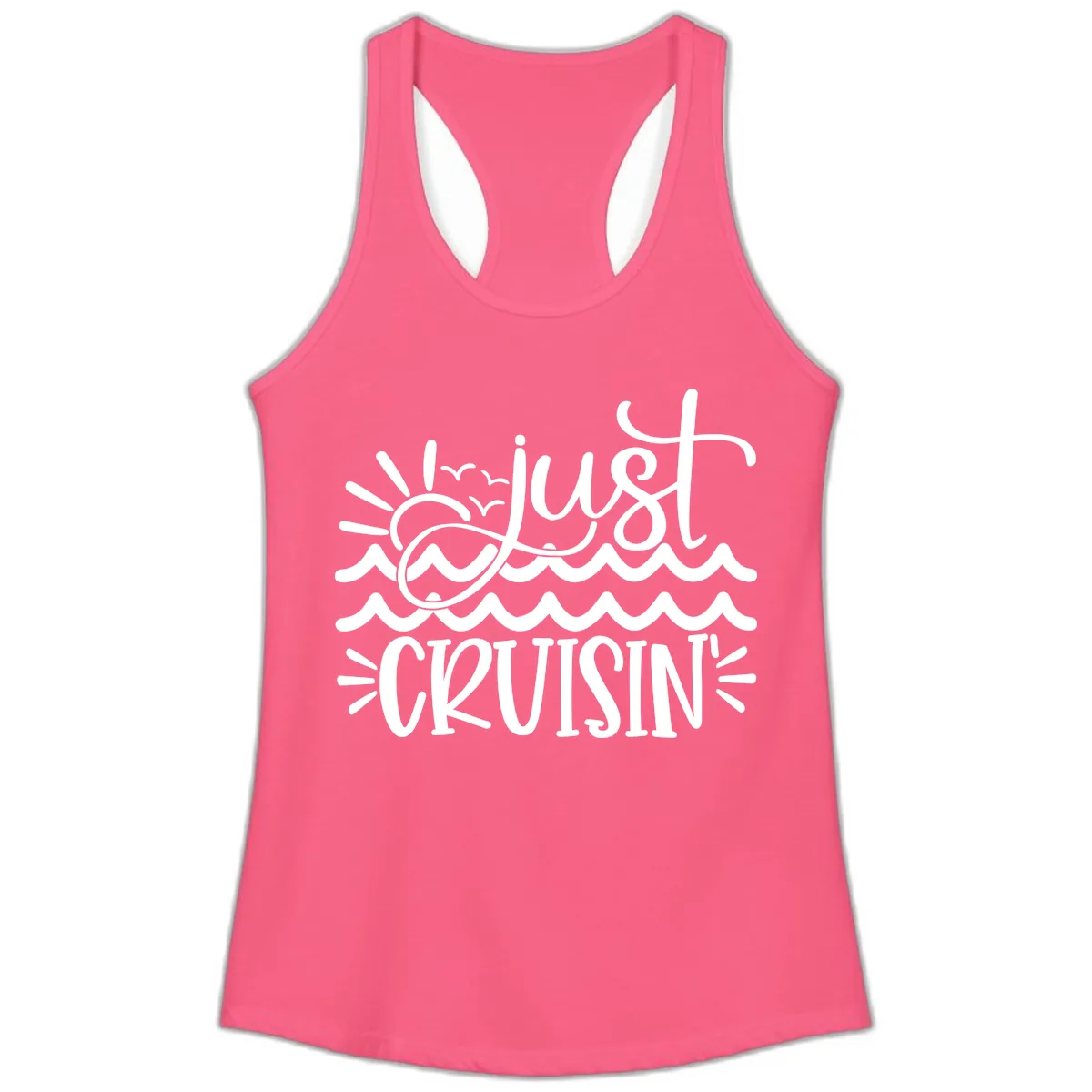 Just Cruisin' Ladies Tank in Solid Hot Pink