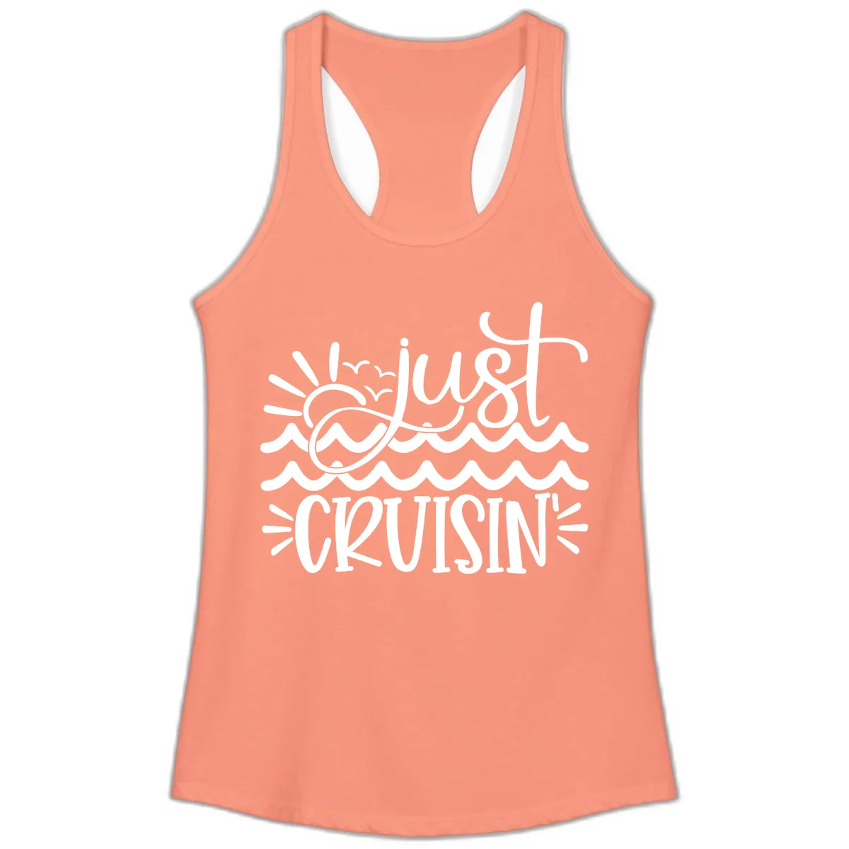 Just Cruisin' Ladies Tank in Solid Light Orange