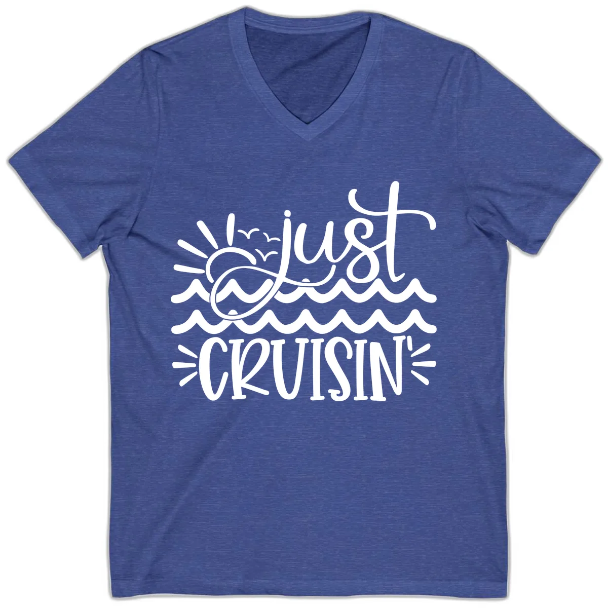 Just Cruisin' V-Neck in Heather True Royal