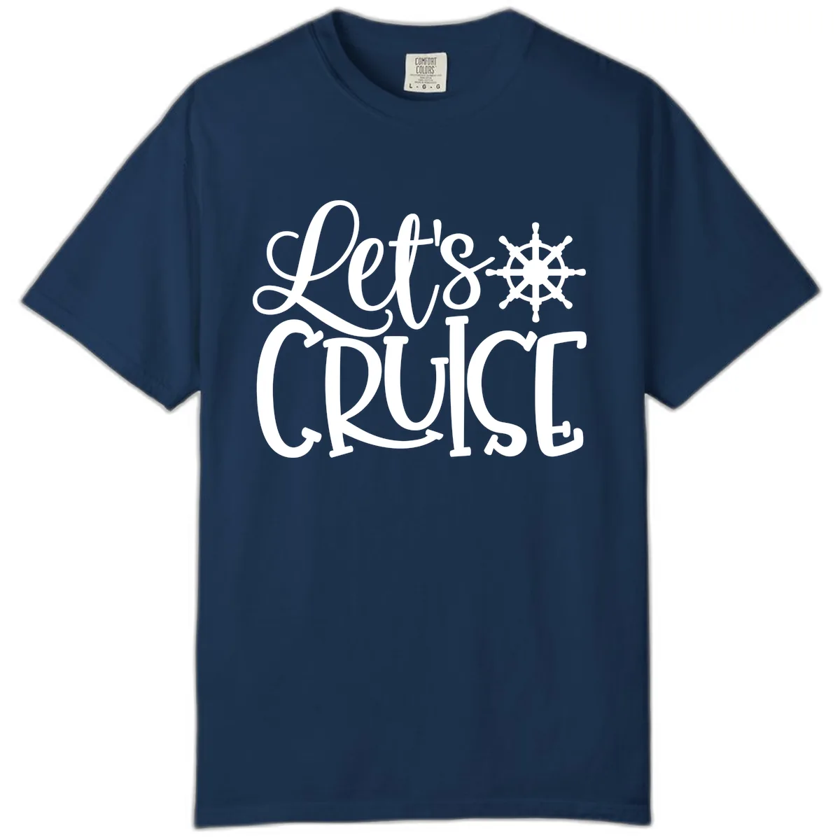 Let's Cruise Nautical Wheel Design Comfort Color in Navy
