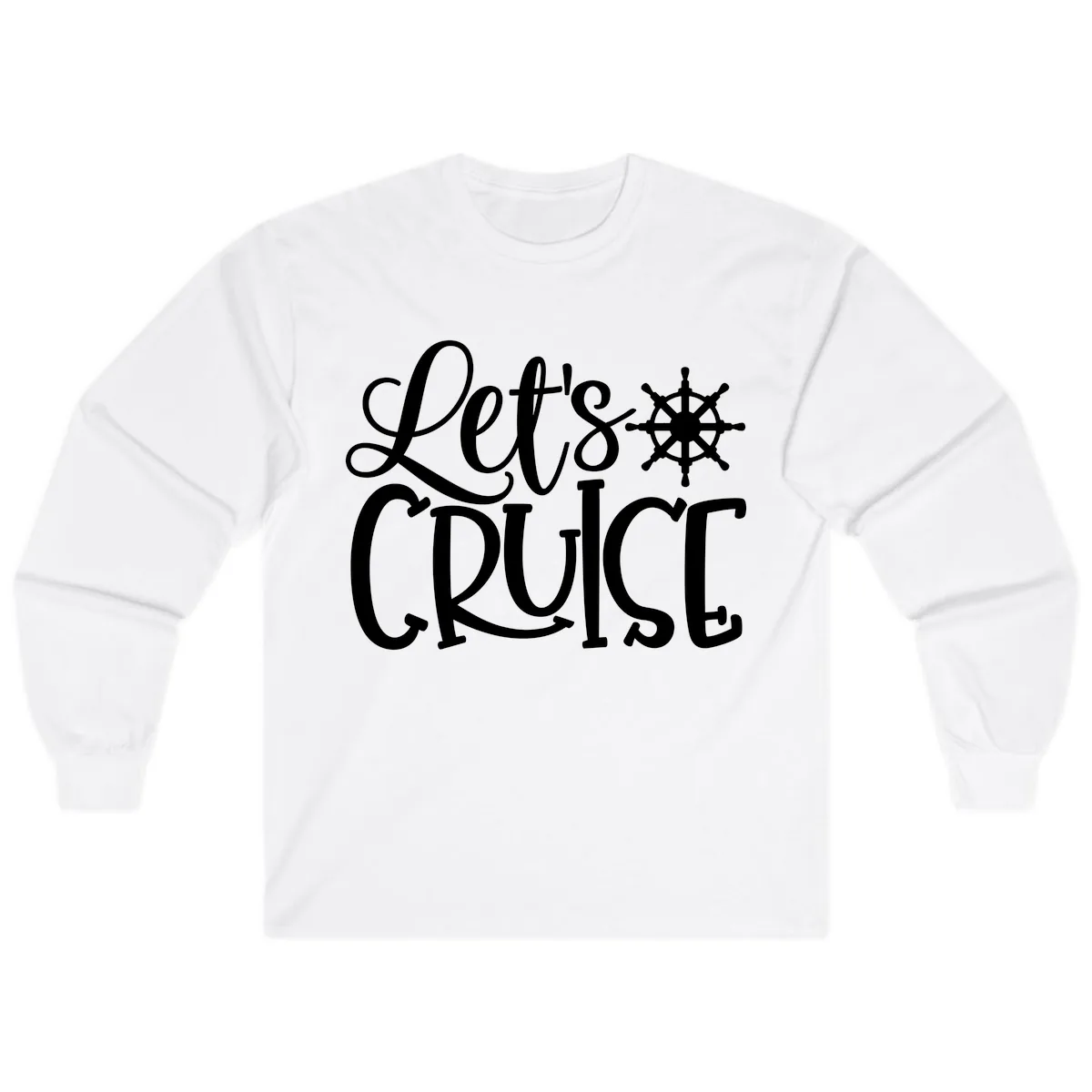 Let's Cruise Nautical Wheel Design Long Sleeve in White