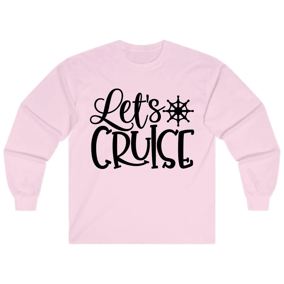 Let's Cruise Nautical Wheel Design Long Sleeve in Light Pink