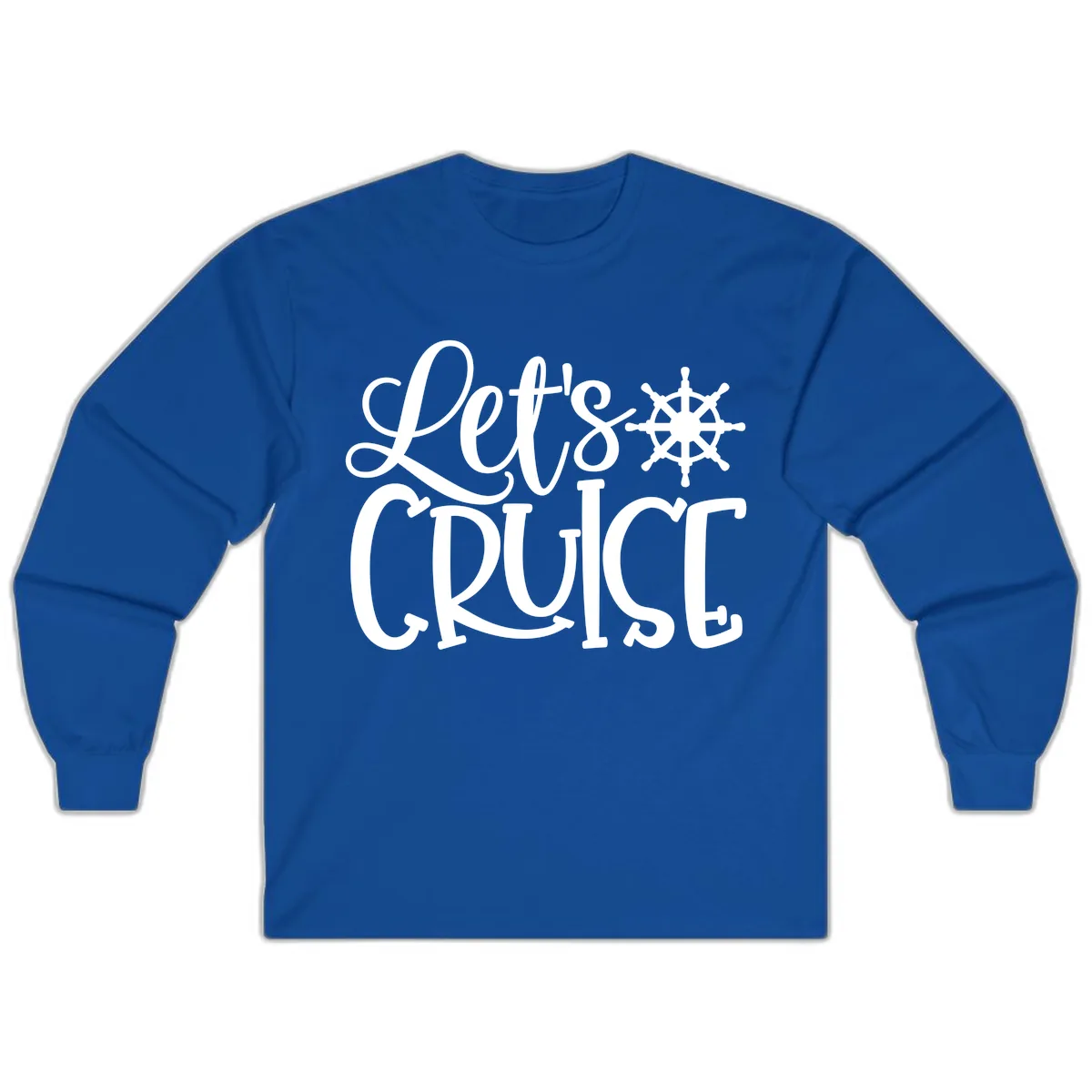 Let's Cruise Nautical Wheel Design Long Sleeve in Royal