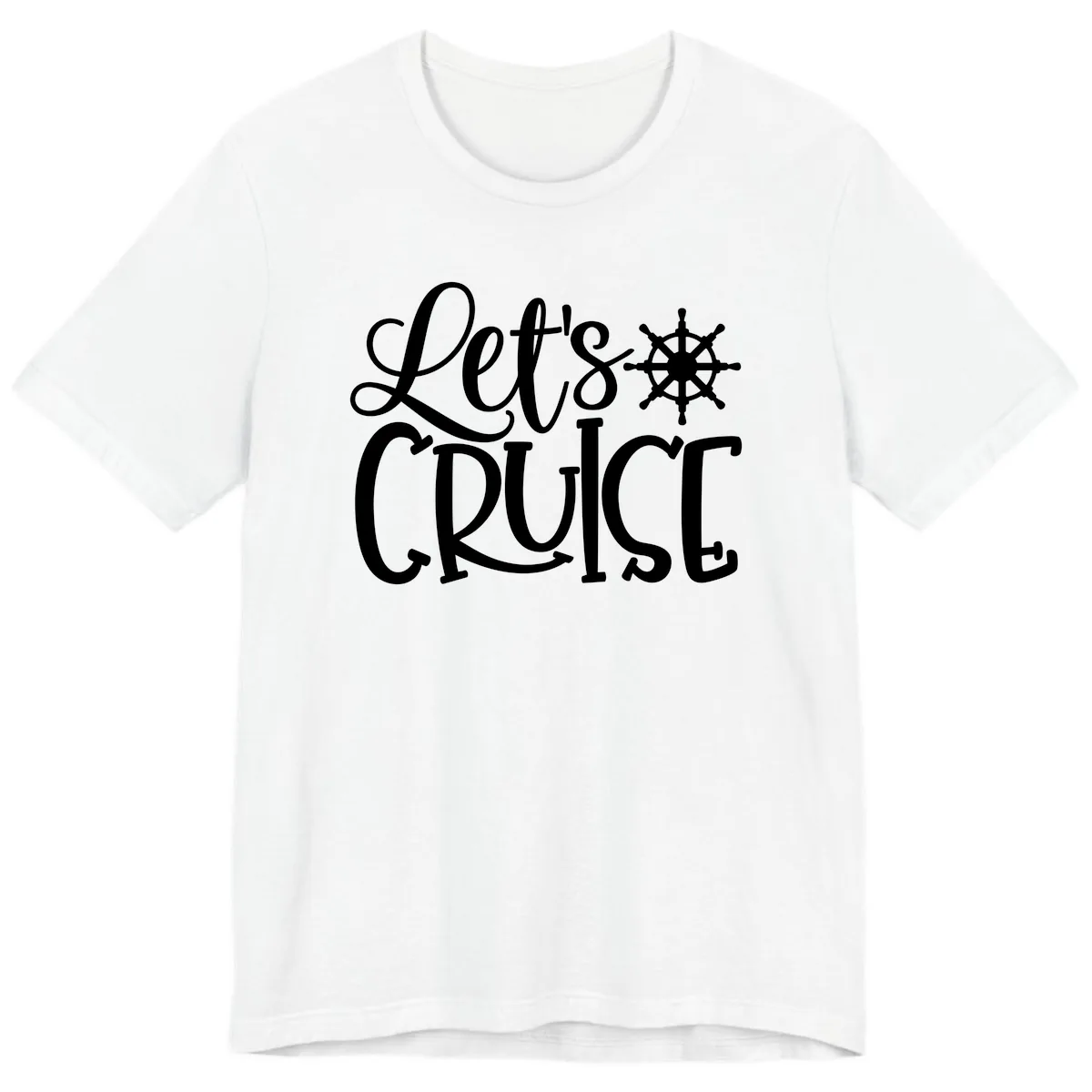 Let's Cruise Nautical Wheel Design Premium T-Shirt in White