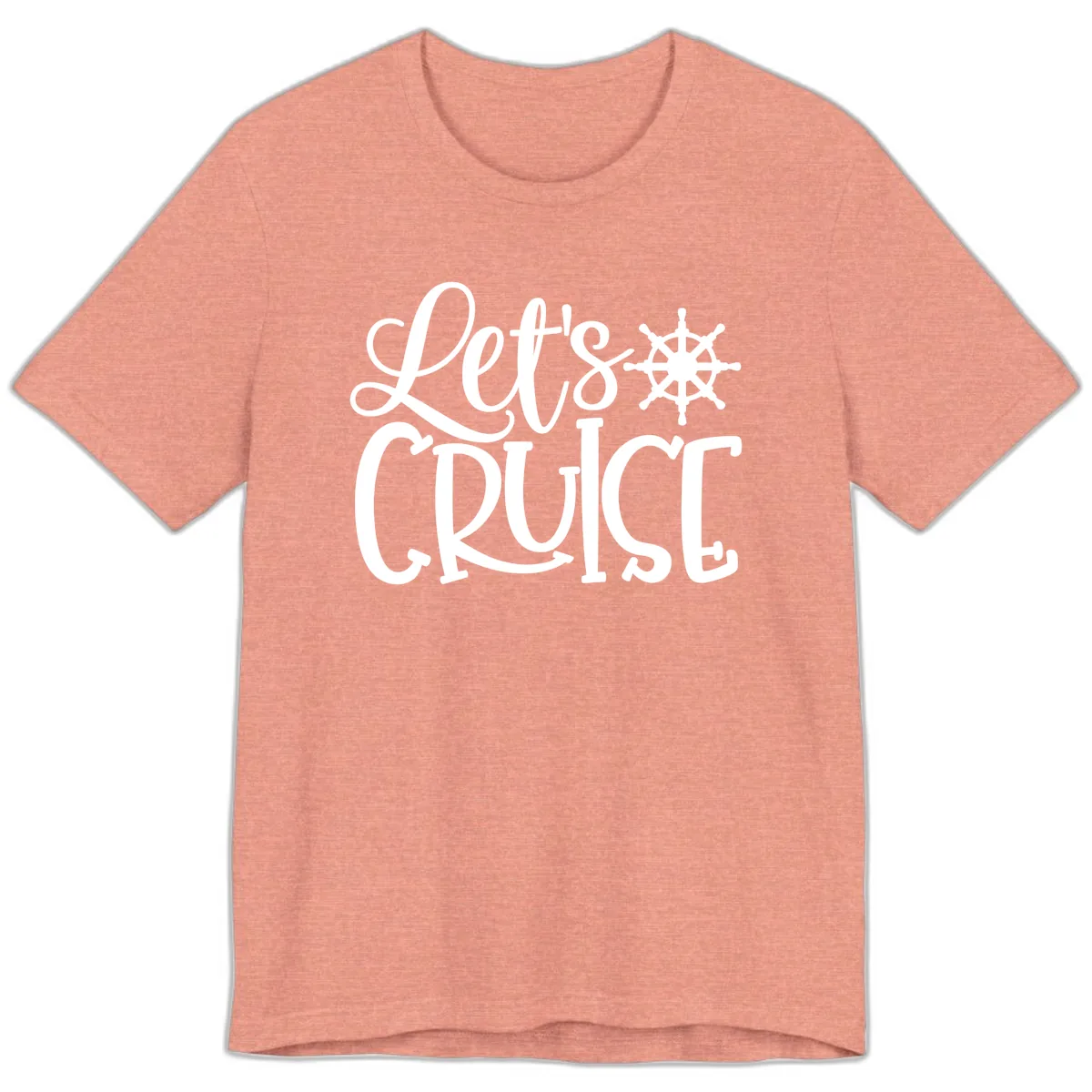 Let's Cruise Nautical Wheel Design Premium T-Shirt in Heather Sunset