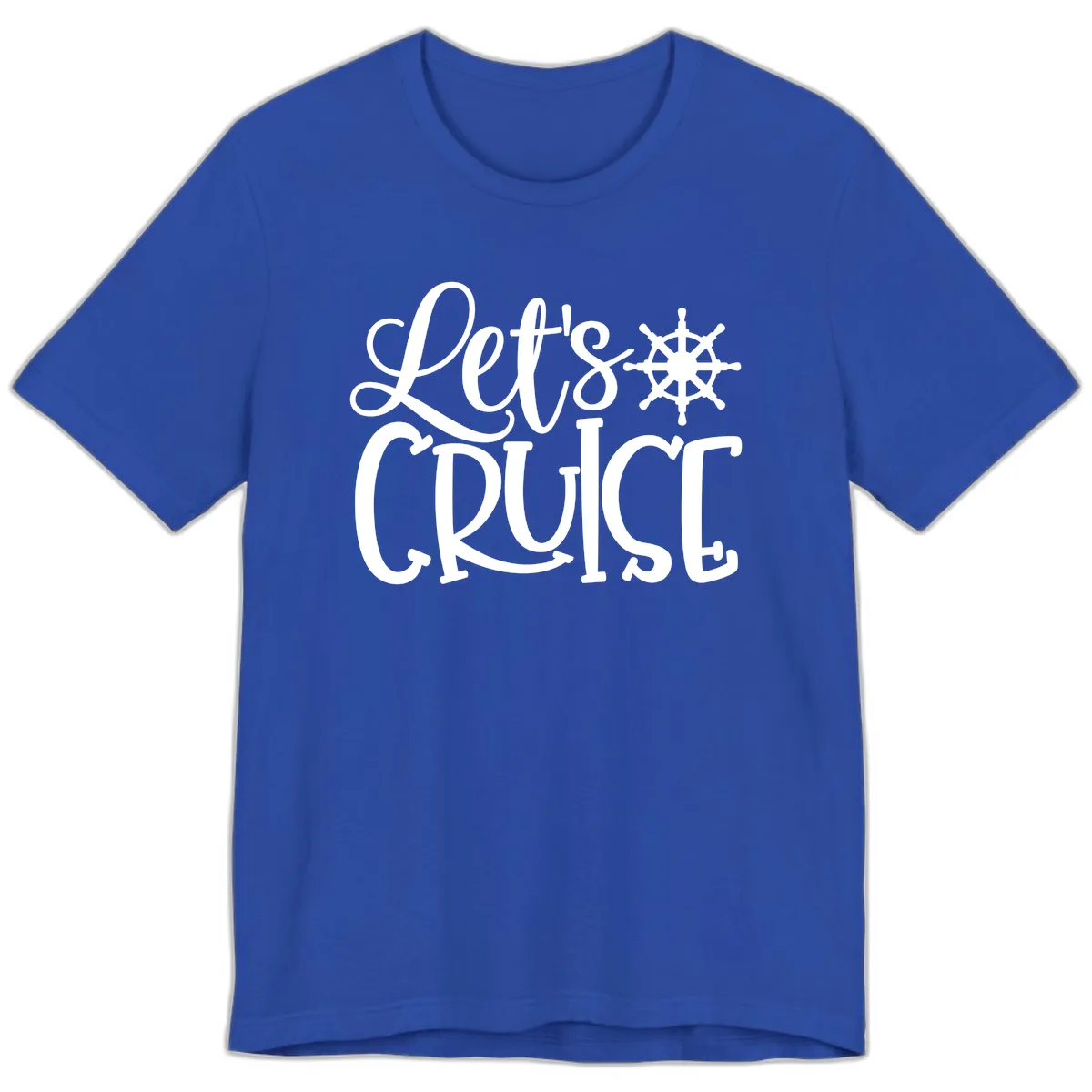 Let's Cruise Nautical Wheel Design Premium T-Shirt in True Royal