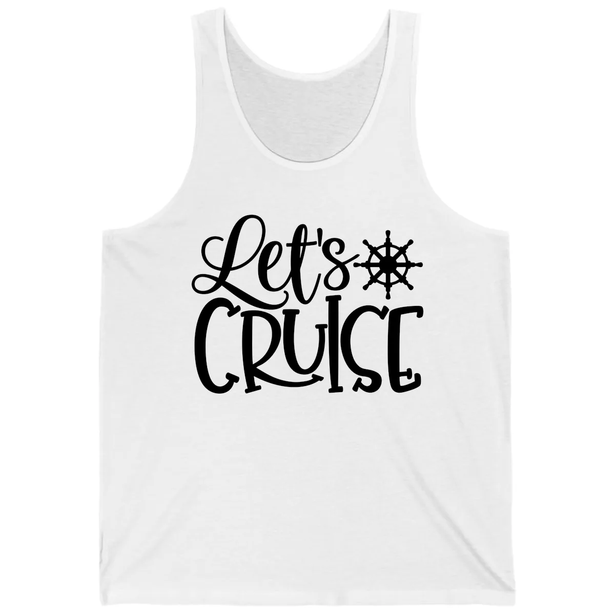 Let's Cruise Nautical Wheel Design Tank in White