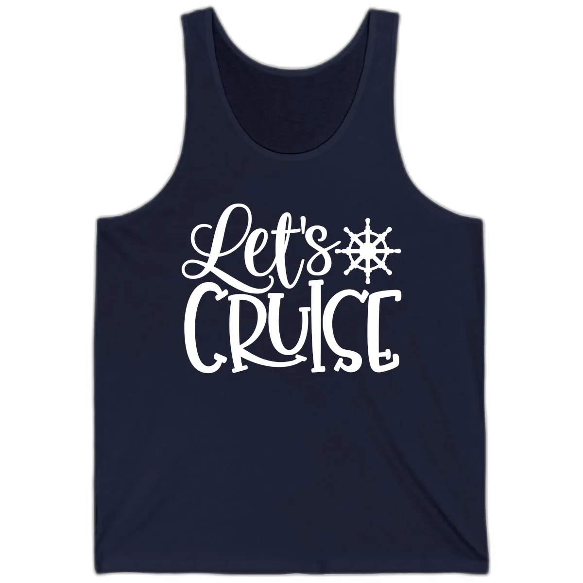 Let's Cruise Nautical Wheel Design Tank in Navy