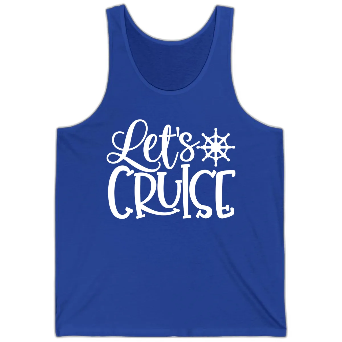Let's Cruise Nautical Wheel Design Tank in True Royal
