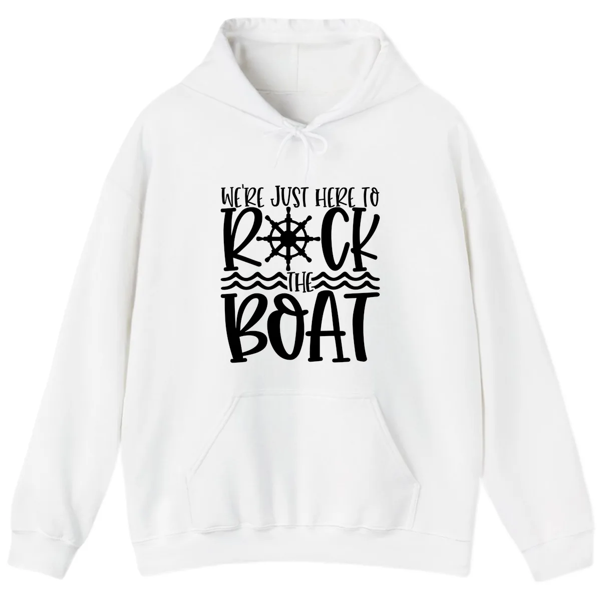 We're Just Here To Kick The Boat Hoodie in White