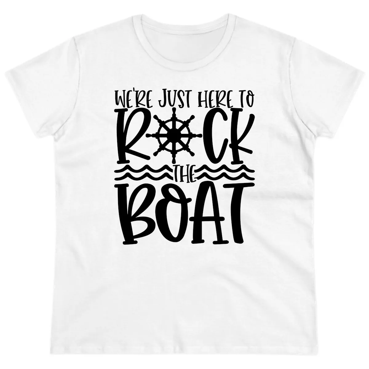 We're Just Here To Kick The Boat Ladies Tee in White