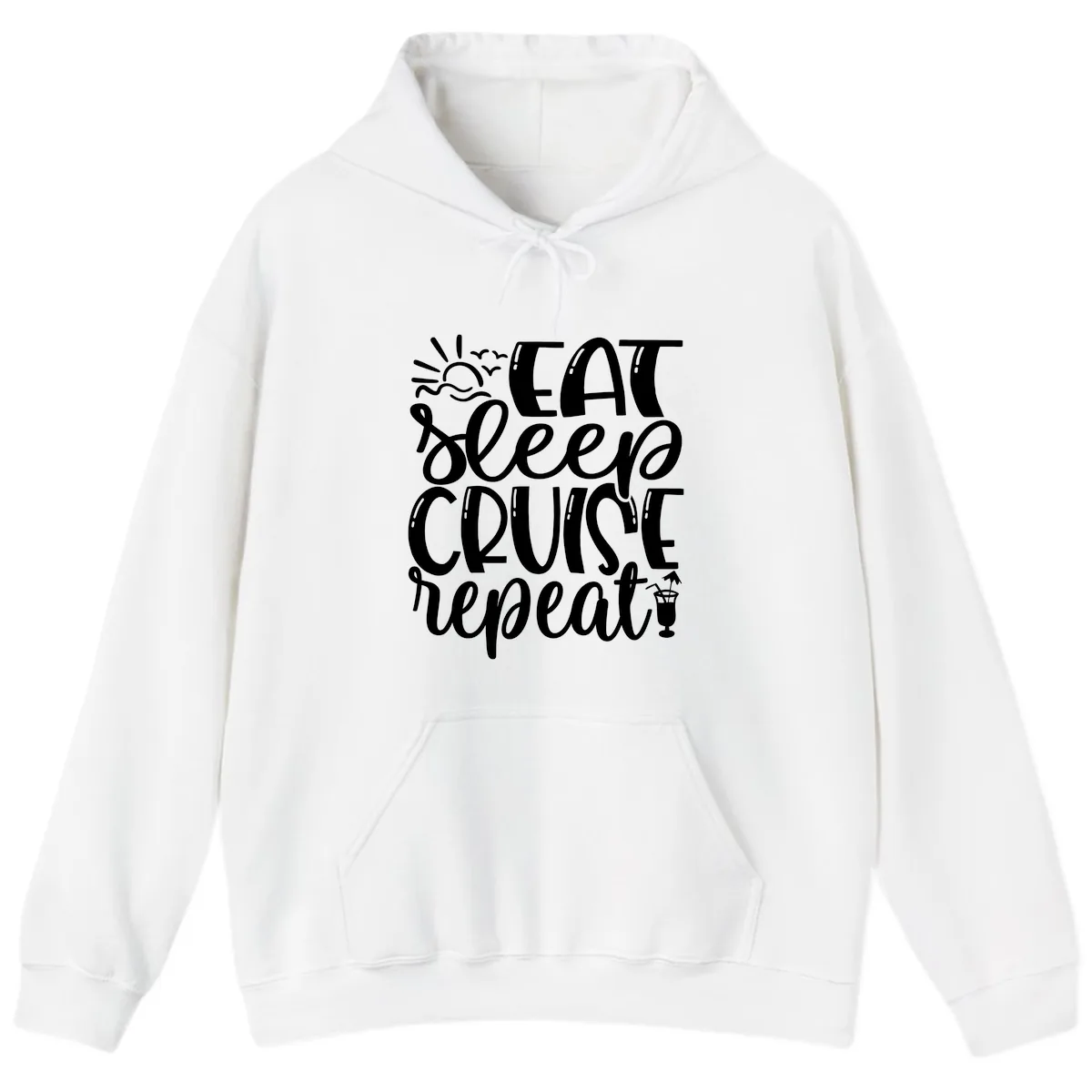Eat Sleep Cruise Repeat Hoodie in White
