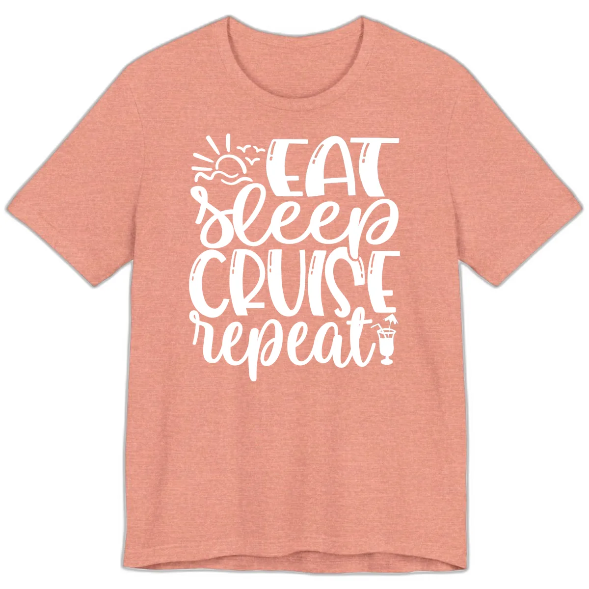 Eat Sleep Cruise Repeat Premium T-Shirt in Heather Sunset