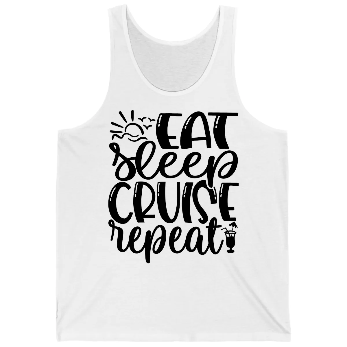 Eat Sleep Cruise Repeat Tank in White