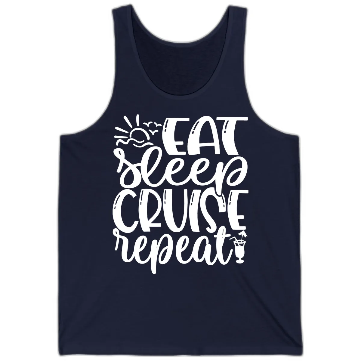 Eat Sleep Cruise Repeat Tank in Navy