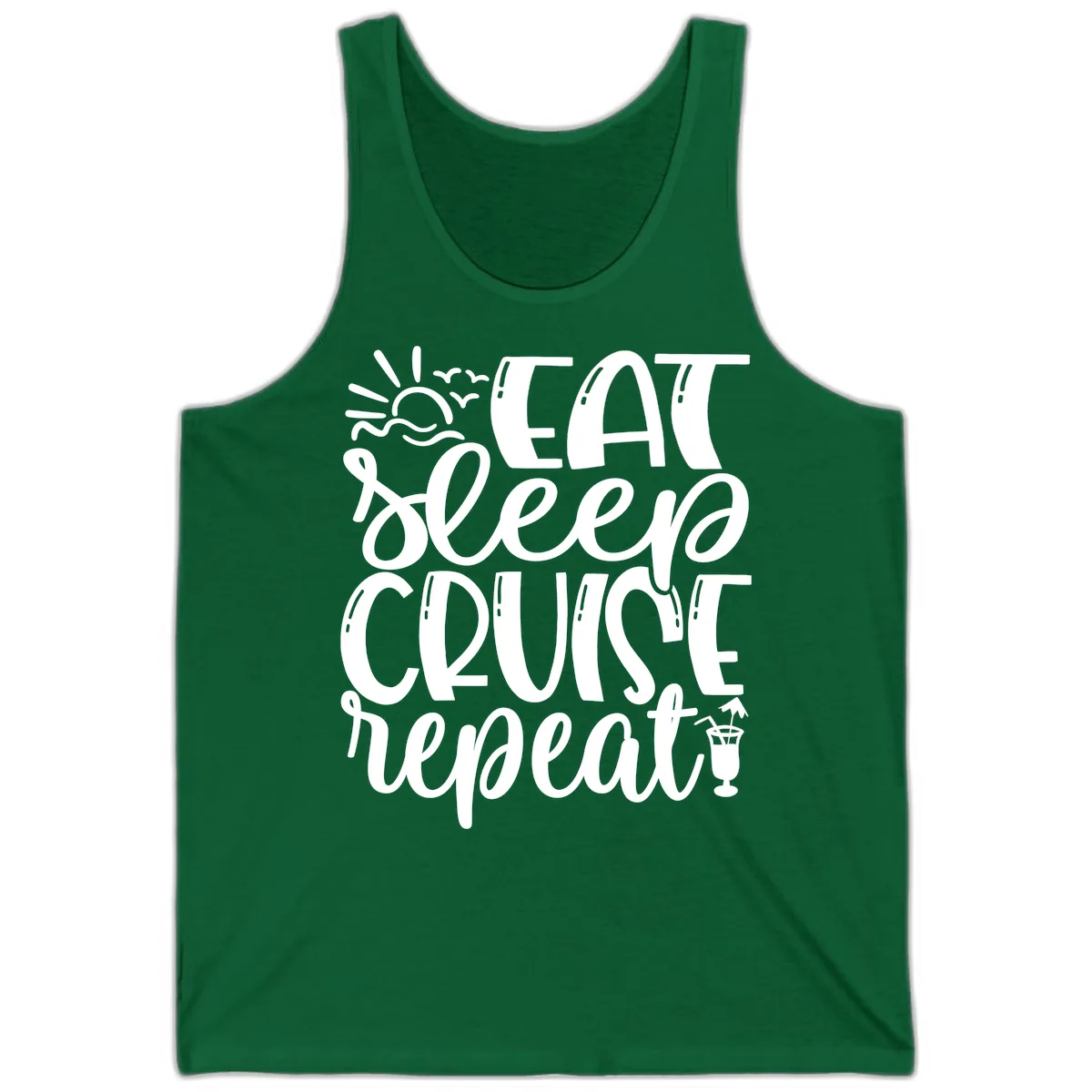 Eat Sleep Cruise Repeat Tank in Kelly