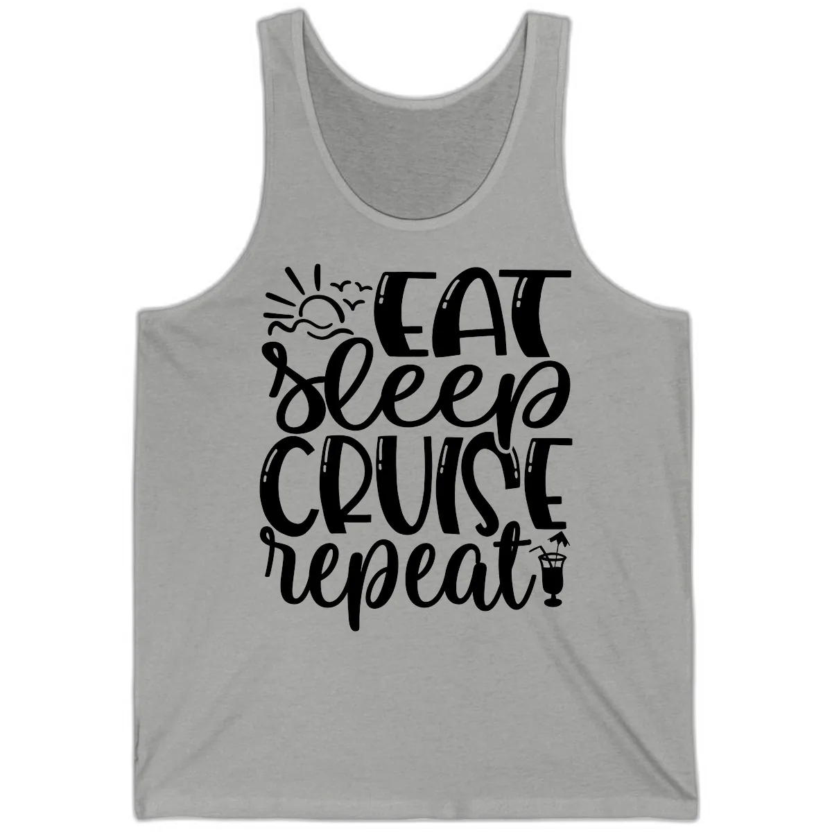 Eat Sleep Cruise Repeat Tank in Athletic Heather
