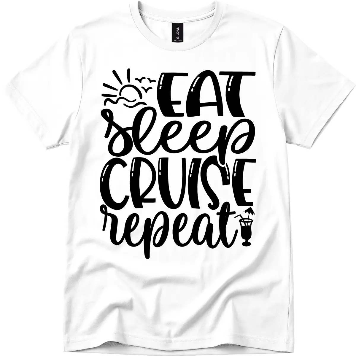Eat Sleep Cruise Repeat T-Shirt in White