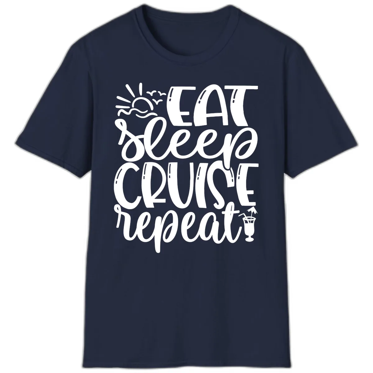 Eat Sleep Cruise Repeat T-Shirt in Navy