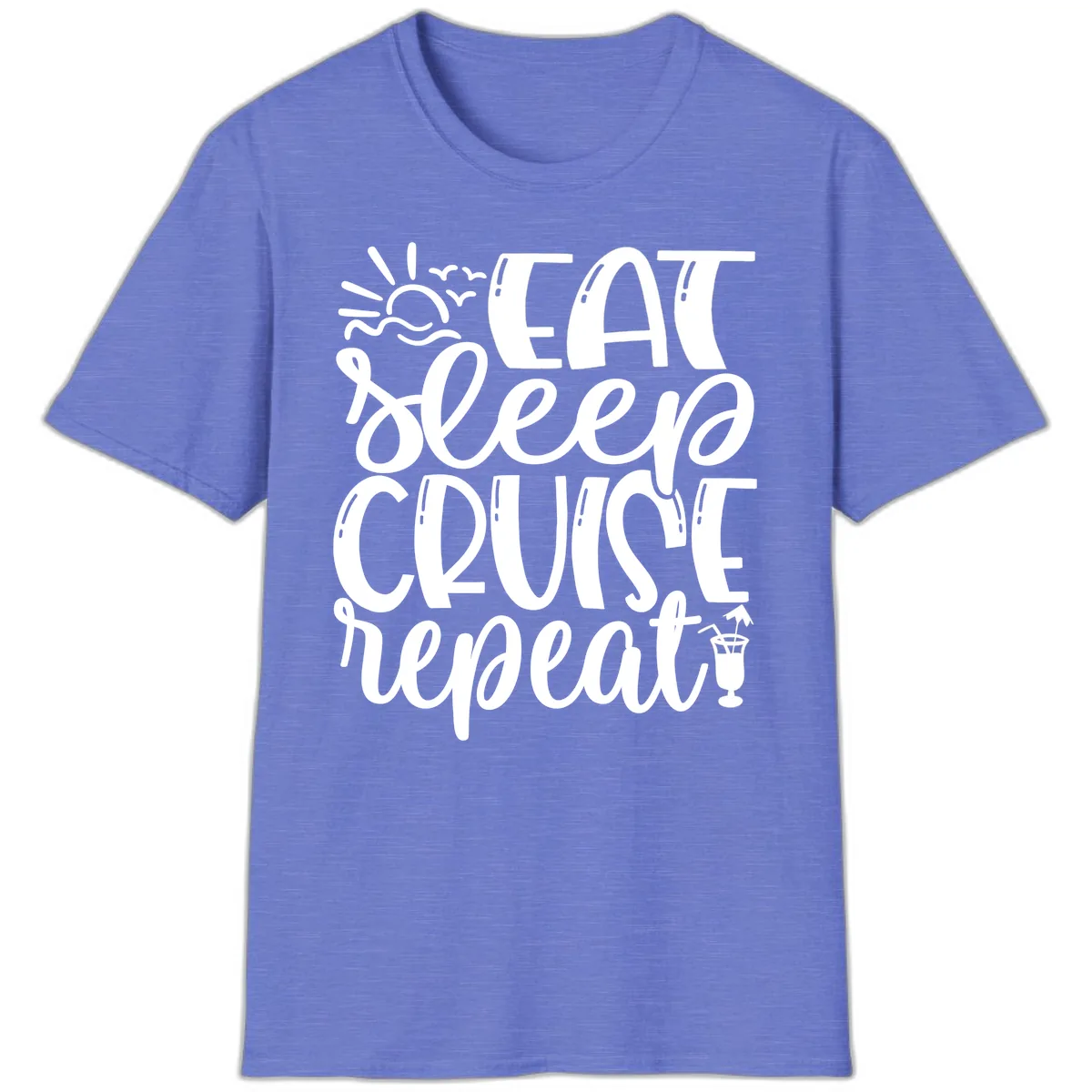 Eat Sleep Cruise Repeat T-Shirt in Heather Royal