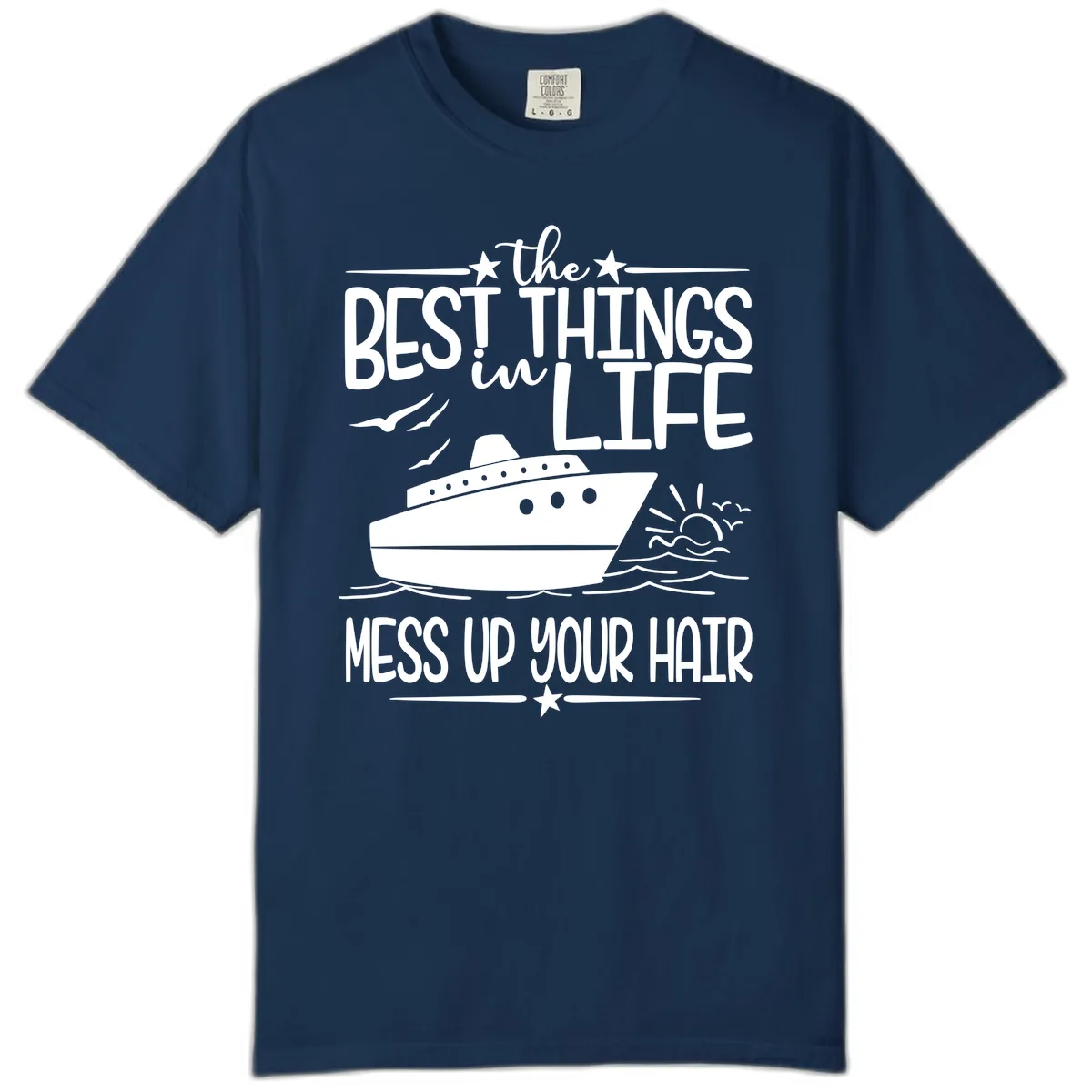 Best Things In Life Mess Up Your Hair Comfort Color in Navy