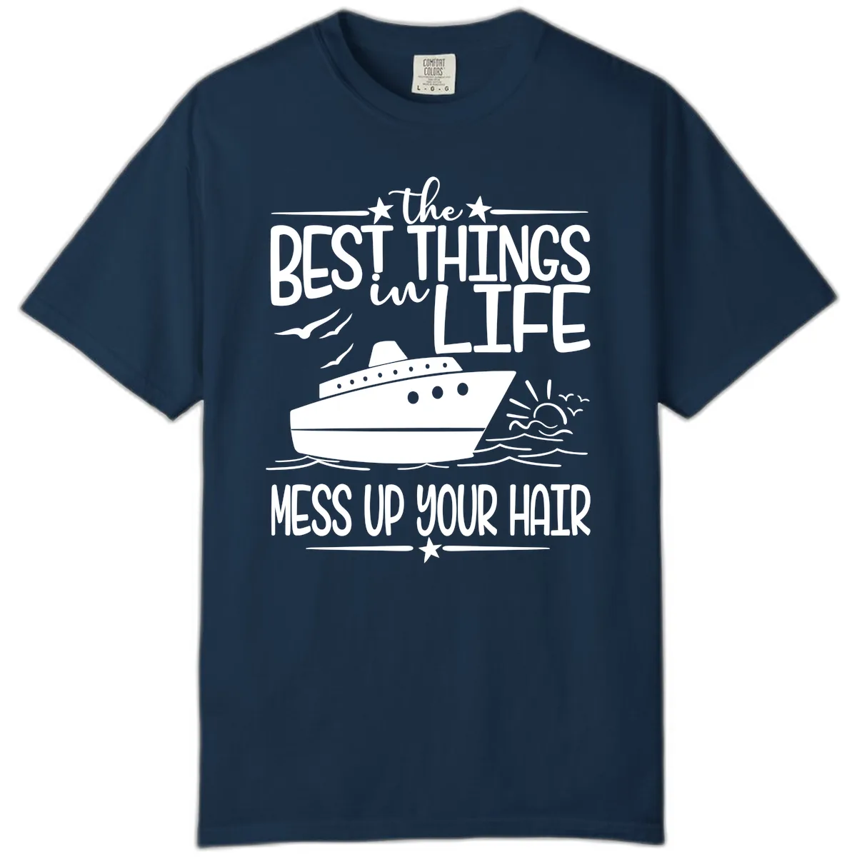 Best Things In Life Mess Up Your Hair Comfort Color in True Navy
