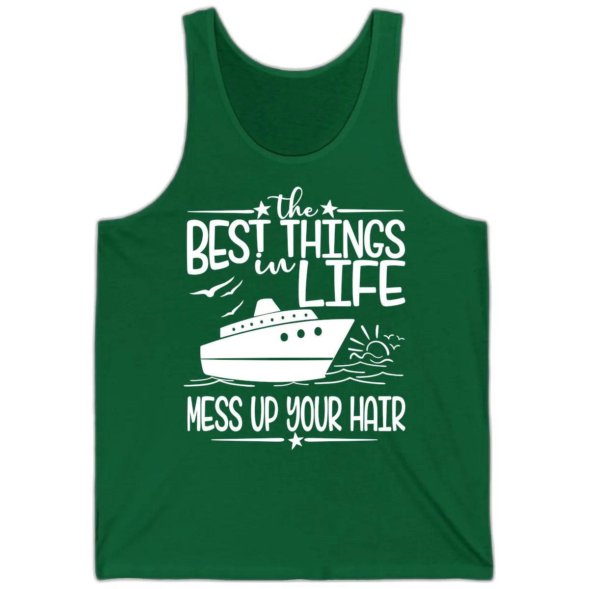 Best Things In Life Mess Up Your Hair Tank in Kelly